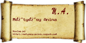 Mátyásy Anina névjegykártya